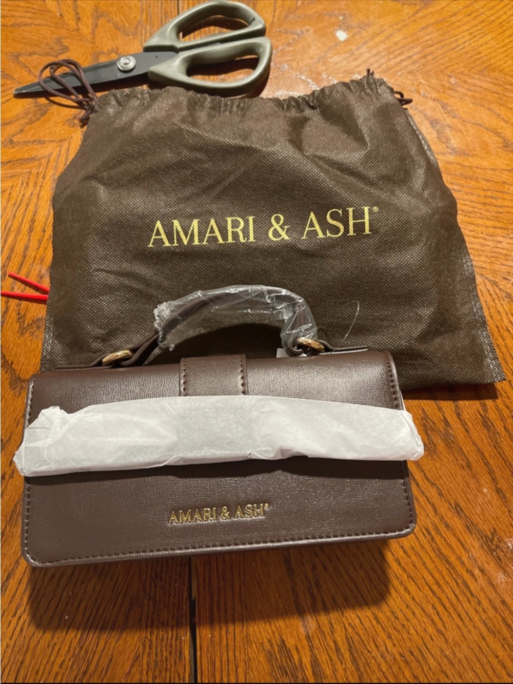 Amari & Ash Brown Structured Leatherette Crossbody Bag